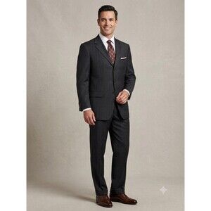 RMB Clothiers Loro Piana Super 130s Wool Mens Pinstripe Suit 42R Custom 2pc